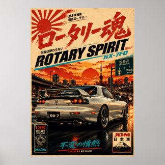 Japanisches Sportwagen-Vintage-Plakat | Mount Fuji Poster