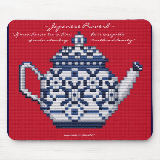 JAPANISCHES SPRICHWORT TEA POT Cross-Stitch-Design Mousepad