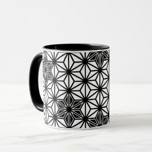 Japanisches Sternmuster - weiß und schwarz Tasse