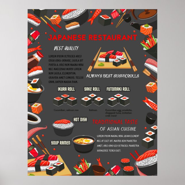 japanisches Sushi-Bar Restaurant Poster (Vorne)
