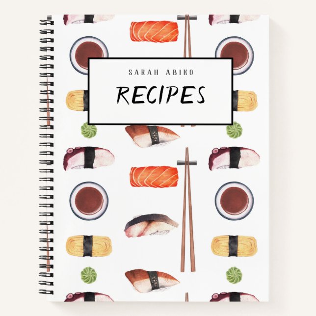 Japanisches Sushi-Rezept-Buch Notizbuch (Vorderseite)