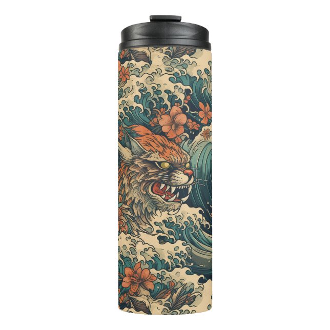 Japanisches Tattoo Art Sea Monster Thermosbecher (Vorderseite)