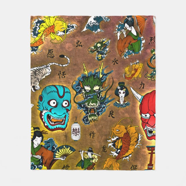 Japanisches Thema Fleecedecke (Vorderseite)