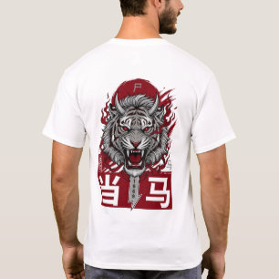 Japanisches Tigerkrieger-Kunstdesign T-Shirt