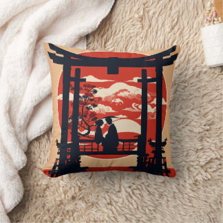 Japanisches Torii-Tor Romantische Sonnenuntergangs Kissen