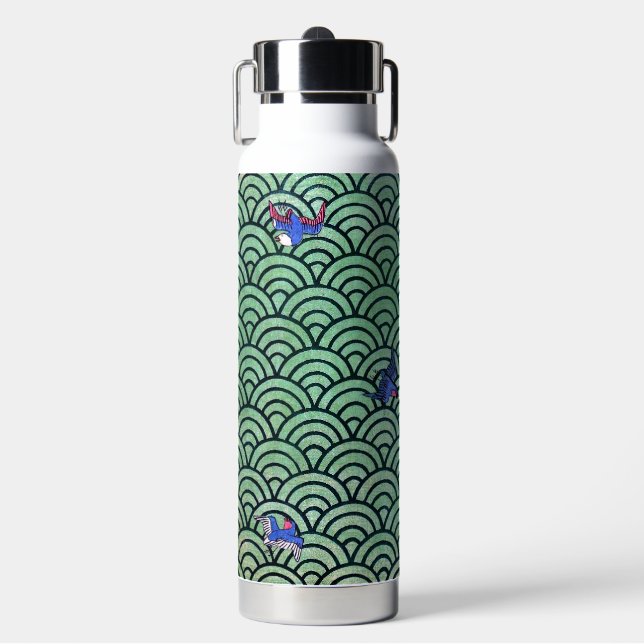 Japanisches traditionelles Wellenmuster Trinkflasche (Vorderseite)