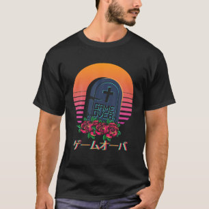 Japanisches Vaporwave-Spiel über Ästhetische Blu T-Shirt