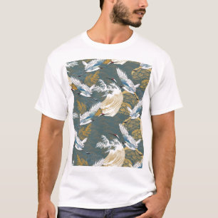 Japanisches Vintage-Kranich-Muster T-Shirt
