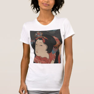 Japanisches Vintages Holzschnittmädchen Oshichi T-Shirt