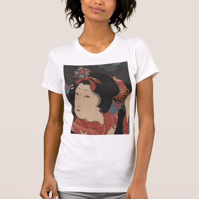 Japanisches Vintages Holzschnittmädchen Oshichi T-Shirt (Vorderseite)