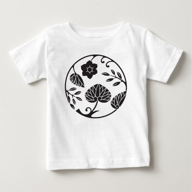 Japanisches Wappen 0048 - Blume und Blätter Baby T-shirt (Vorderseite)