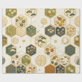 Japanisches Washi-Papier Sechseckmuster | Nahtlose Geschenkpapier