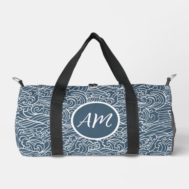 japanisches Wave Style-Muster Duffle Bag (Vorderseite)