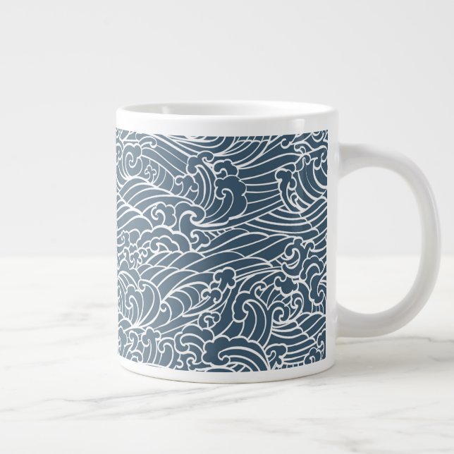 japanisches Wave Style-Muster Jumbo-Tasse (Rechts)