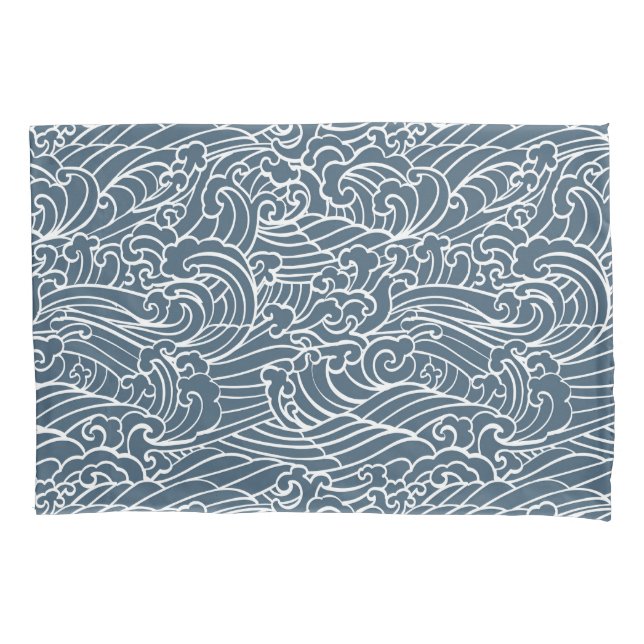 japanisches Wave Style-Muster Kissenbezug (Vorderseite-Links)