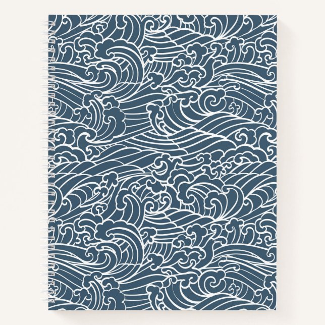 japanisches Wave Style-Muster Notizbuch (Vorderseite)