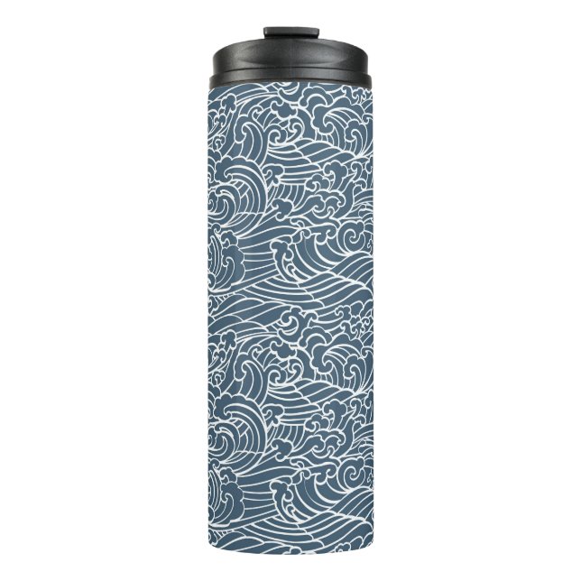 japanisches Wave Style-Muster Thermosbecher (Vorderseite)