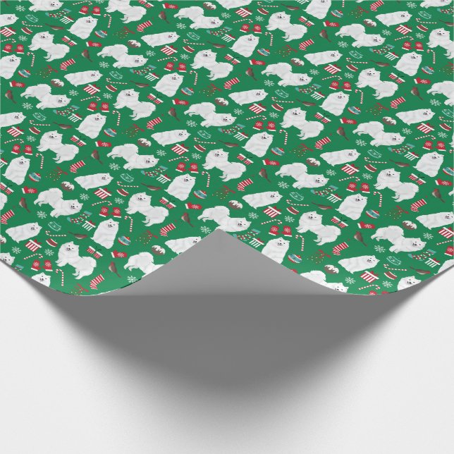 Japanisches Weihnachtshundepapier von Spitz Geschenkpapier (Ecke)