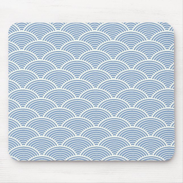 Japanisches Wellenmuster in Blau und Weiß Mousepad (Vorne)