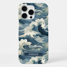 Japanisches Wellenmuster Monogramm iPhone 16 Pro Max Hülle