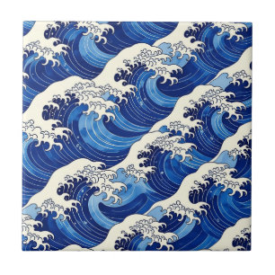Japanisches Wellenmuster Ozean  Fliese
