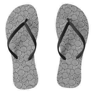 Japanisches wirbelloses Muster - weiß und schwarz Flip Flops