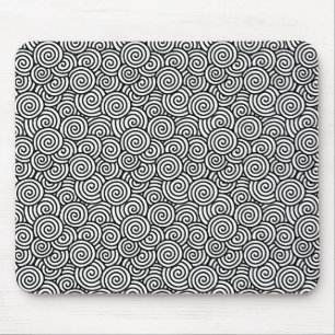 Japanisches wirbelloses Muster - weiß und schwarz Mousepad