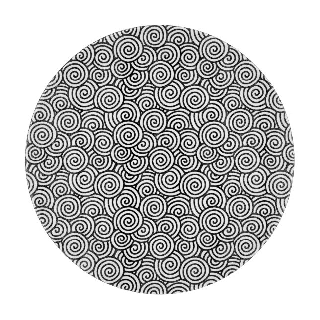 Japanisches wirbelloses Muster - weiß und schwarz Schneidebrett (Vorderseite)