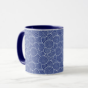 Japanisches Wirbelmuster - blau und weiß Tasse
