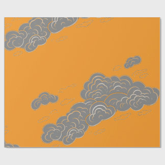 JAPANISCHES WOLKENDESIGN IN ORANGE GESCHENKPAPIER
