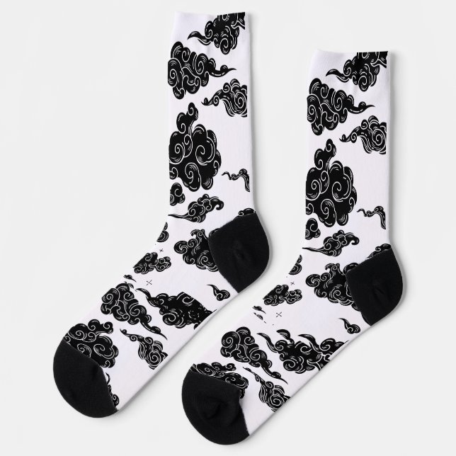 Japanisches Wolkenmuster-Ästhetik Socken (Linkes Detail)