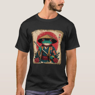 Japanisches Woodblock Art Samurai Frog Japanisches T-Shirt