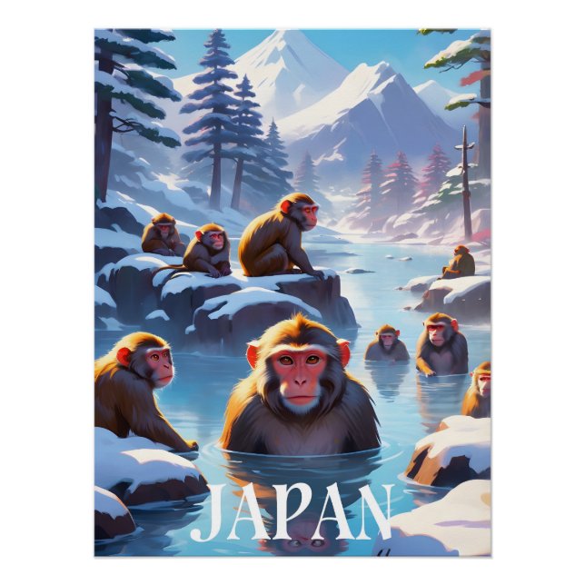 Japanmakaken-Reiseposter Poster (Vorderseite)