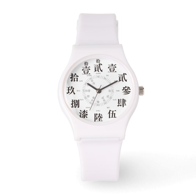 Japans schwieriger alter Kanji [weißes Gesicht] Armbanduhr (Vorderseite)