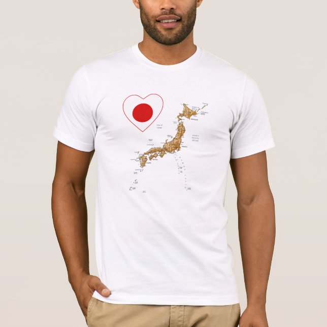 Japon - Coeur du drapeau et T-shirt (Devant)