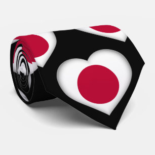 Japon Drapeau couleurs Motif de coeur Cravate