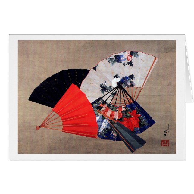 Japonais cinq fans, Hokusai, Ukiyoe (Devant horizontal)