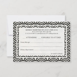Japonais Seigaiha Vague Elégant Mariage Plage RSVP