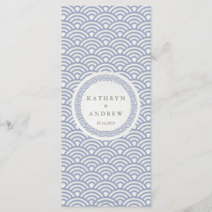 Japonais Seigaiha Waves Elegant Beach Wedding Menu