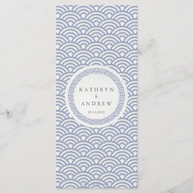 Japonais Seigaiha Waves Elegant Beach Wedding Menu (Devant)