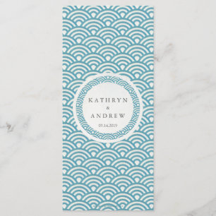 Japonais Seigaiha Waves Elegant Beach Wedding Menu