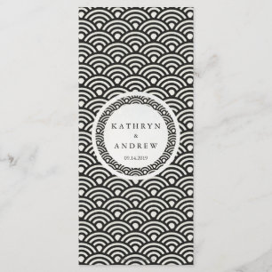 Japonais Seigaiha Waves Elegant Beach Wedding Menu