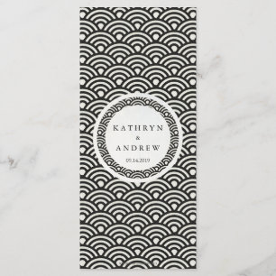 Japonais Seigaiha Waves Elegant Beach Wedding Menu