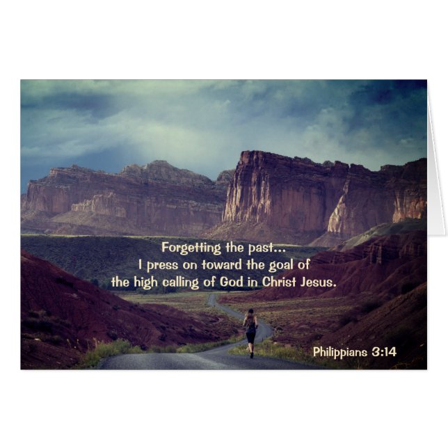 J'appuie sur le but Philippians 3:14 Card (Devant horizontal)