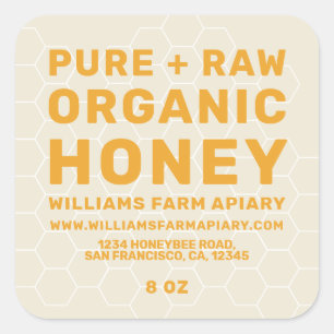 Jar de miel moderne Étiquette Honeybee Apiary Kraf