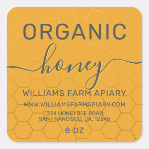 Jar de miel moderne Étiquette Honeybee Apière Jaun