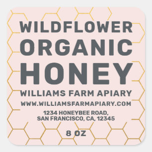Jar de miel moderne Étiquette Honeybee Apière rose