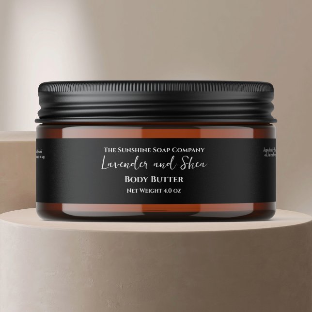 JAR-Label für Minimalistische schwarze Kosmetik Rundum-Adressaufkleber (Von Creator hochgeladen)