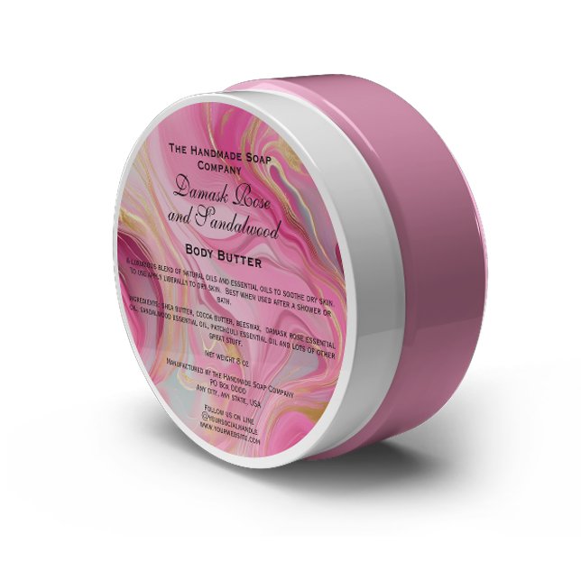 JAR-Label für rosa und goldene Marmorkosmetik Runder Aufkleber (Von Creator hochgeladen)