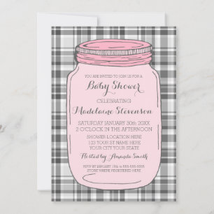 Jar Mason rose Personnalisé Baby Shower Invitation